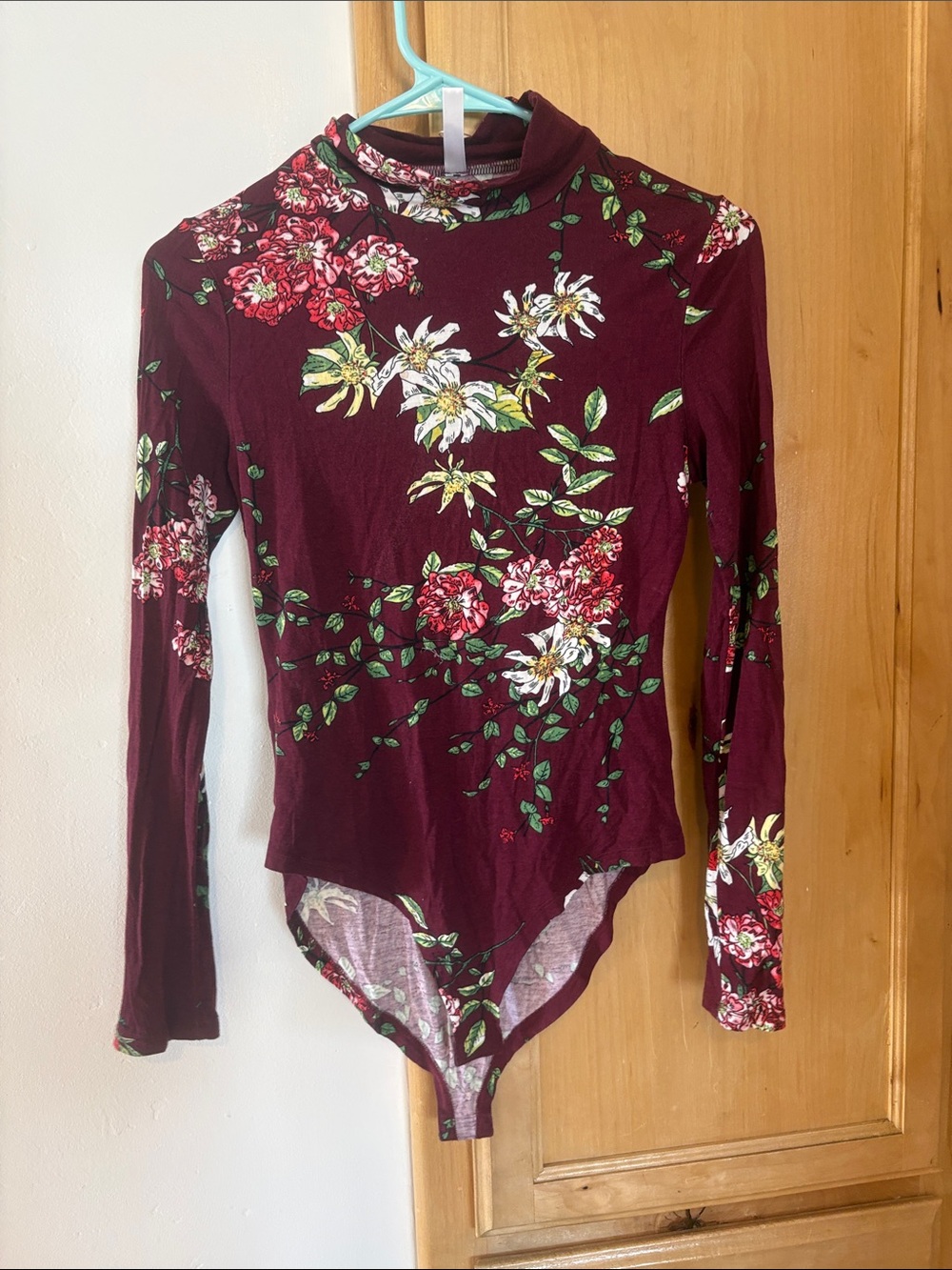 Floral Maroon Long-Sleeve Bodysuit